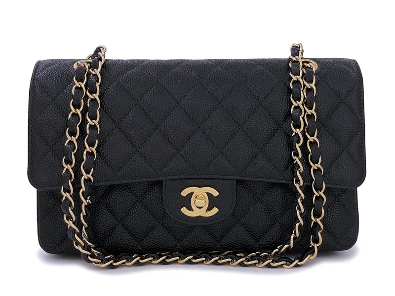 Chanel 2003 Vintage Black Caviar Medium Classic Double Flap Bag 24k GHW