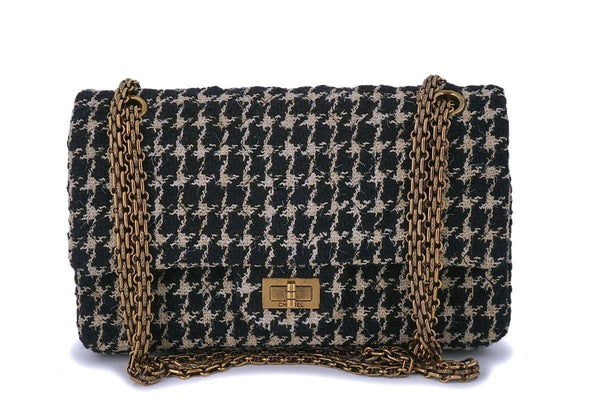 Rare 2015 Chanel Houndstooth Tweed 2.55 Reissue Classic Flap Bag Small/Medium 225 - Boutique Patina