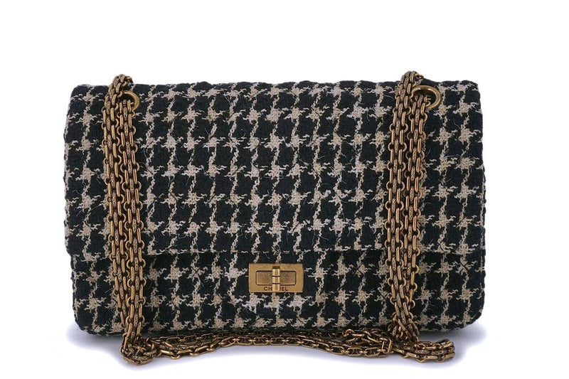 Rare 2015 Chanel Houndstooth Tweed 2.55 Reissue Classic Flap Bag