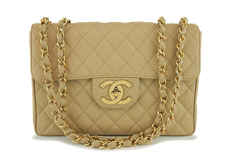 Chanel Wallet on Chain in beige. Very RARE to find this color in WOC style.