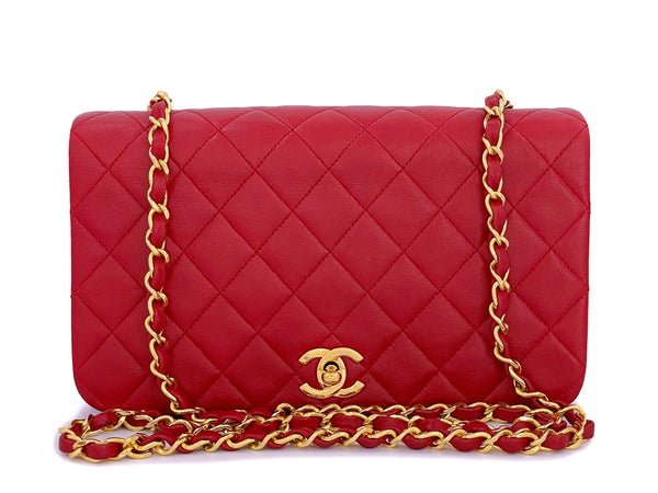 Chanel 1989 Vintage Red Classic Full Flap Bag 24k GHW - Boutique Patina