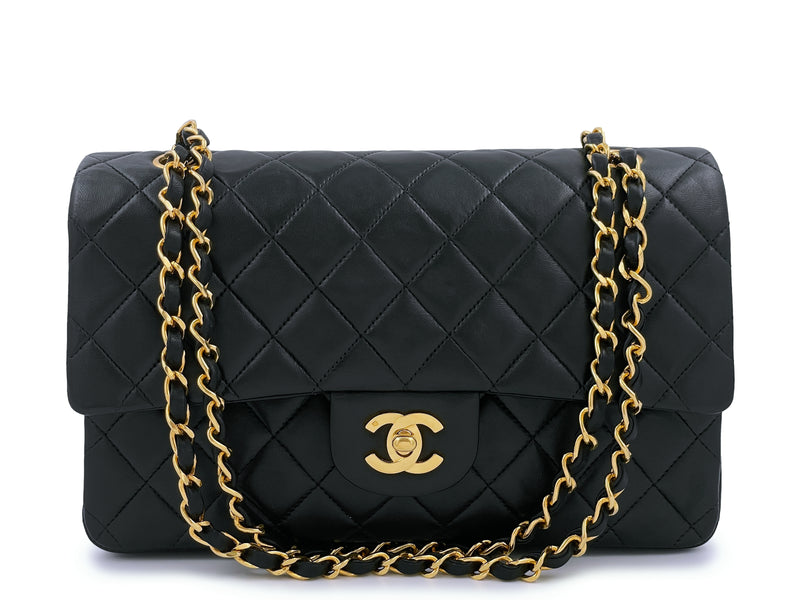 Chanel 1997 Vintage Black Lambskin Medium Classic Double Flap Bag 24k GHW - Boutique Patina