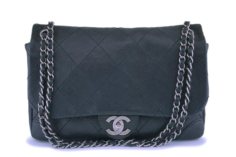 Chanel Black Distressed Caviar Outdoor Ligne Flap Bag RHW - Boutique Patina