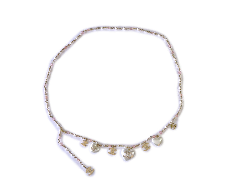 Chanel 21B Coco Neige Pearl Heart Crystal and Pink Stone Belt Necklace –  Boutique Patina