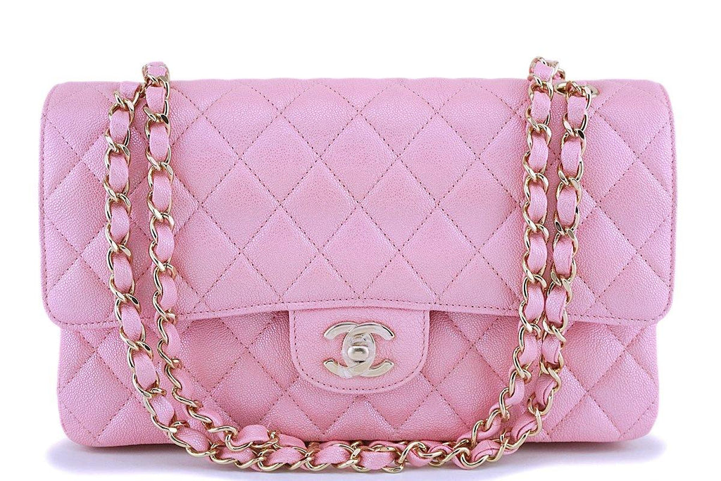 NIB 19S Chanel Iridescent Pearly Pink Caviar Medium Classic Double Fla – Boutique  Patina