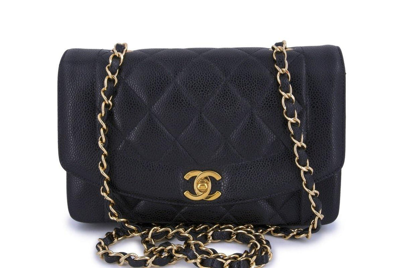 Chanel Vintage Black Caviar Small Classic Diana Flap Bag 24k GHW - Boutique Patina
