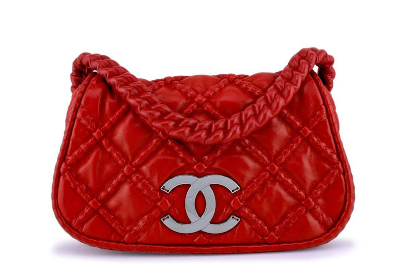 Chanel Red Quilted Leather Chain Around Messenger Bag