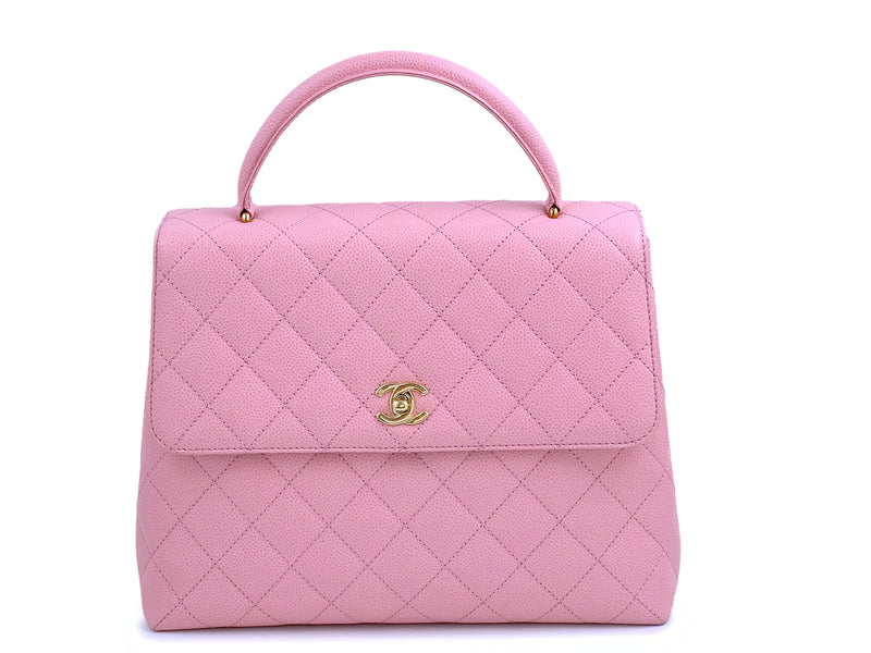 Rare Chanel 2004 Vintage Pink Caviar Kelly Flap Bag 24k GHW