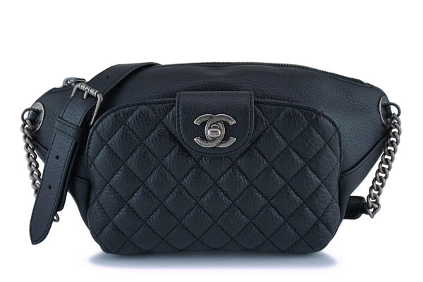 Chanel Black Grained Calfskin Quilted Classic Fanny Pack Bag RHW - Boutique Patina