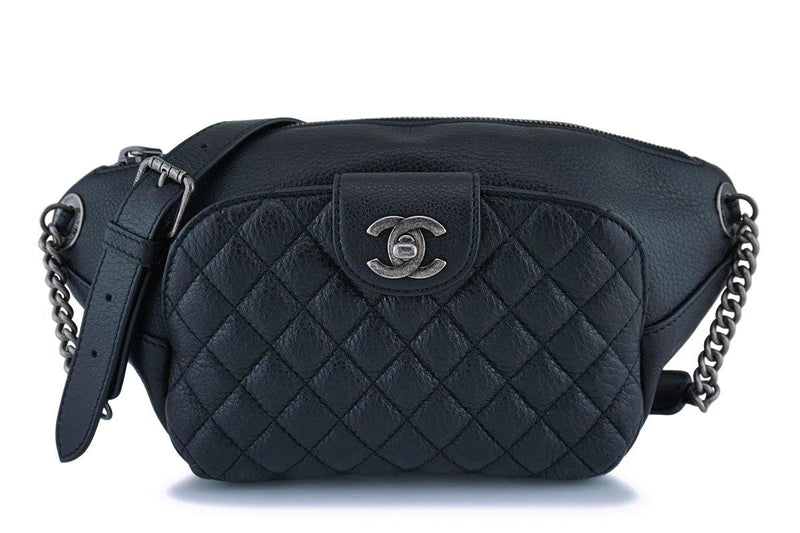 Chanel Black Glazed Calfskin Pocket Banane Fanny Pack Belt Bum Bag G – Boutique  Patina