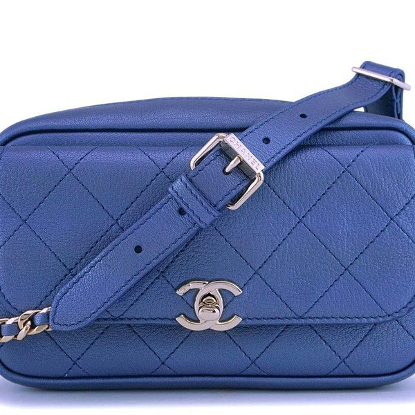 NIB 19C Chanel Pearly Iridescent Blue Waist Belt Bag Fanny Pack GHW –  Boutique Patina