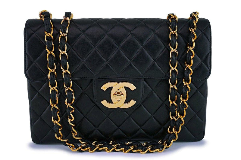 Rare Chanel Vintage Black Classic Jumbo Flap Bag 24k GHW