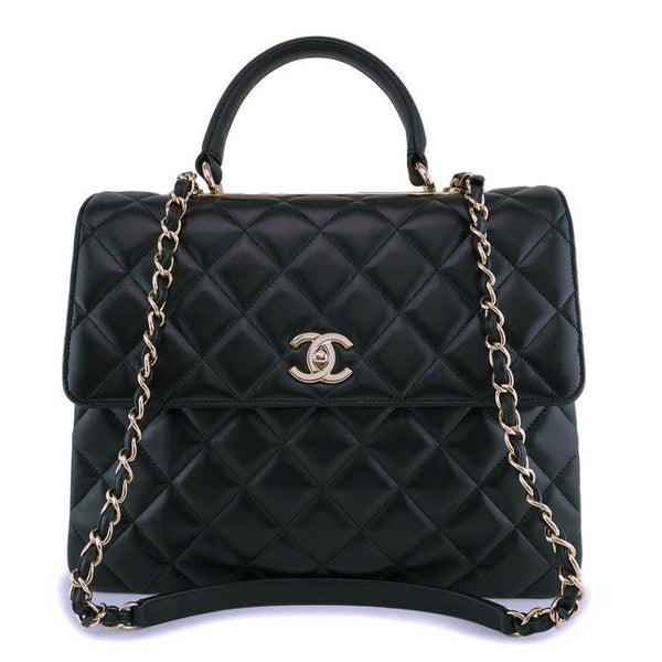 CHANEL Mini Flap Bag With Top Handle Lambskin White
