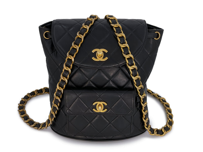 chanel backpack leather price Chanel 1994 Vintage Black Duma Classic Backpack Bag 24k GHW Lambskin – Boutique Patina