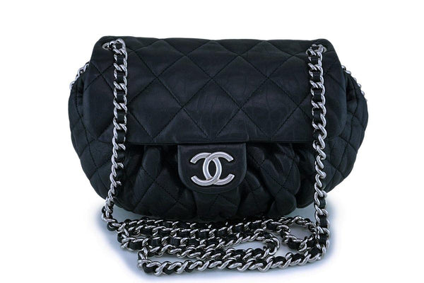 Chanel Black Textured Calf Medium Chain Around Crossbody Flap Bag SHW - Boutique Patina