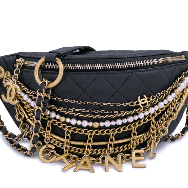Limited 19A Chanel All About Chains XL Fanny Pack Waist Bag Gold