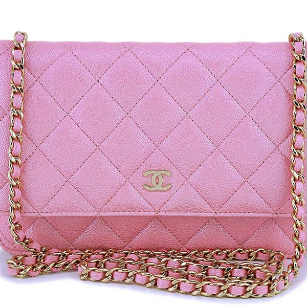 NIB 19S Chanel Iridescent Pearly Pink Caviar Wallet on Chain WOC Flap –  Boutique Patina