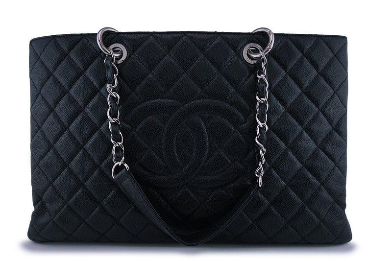 Chanel Black XL Large Classic Grand Shopper Tote GST Bag SHW - Boutique Patina