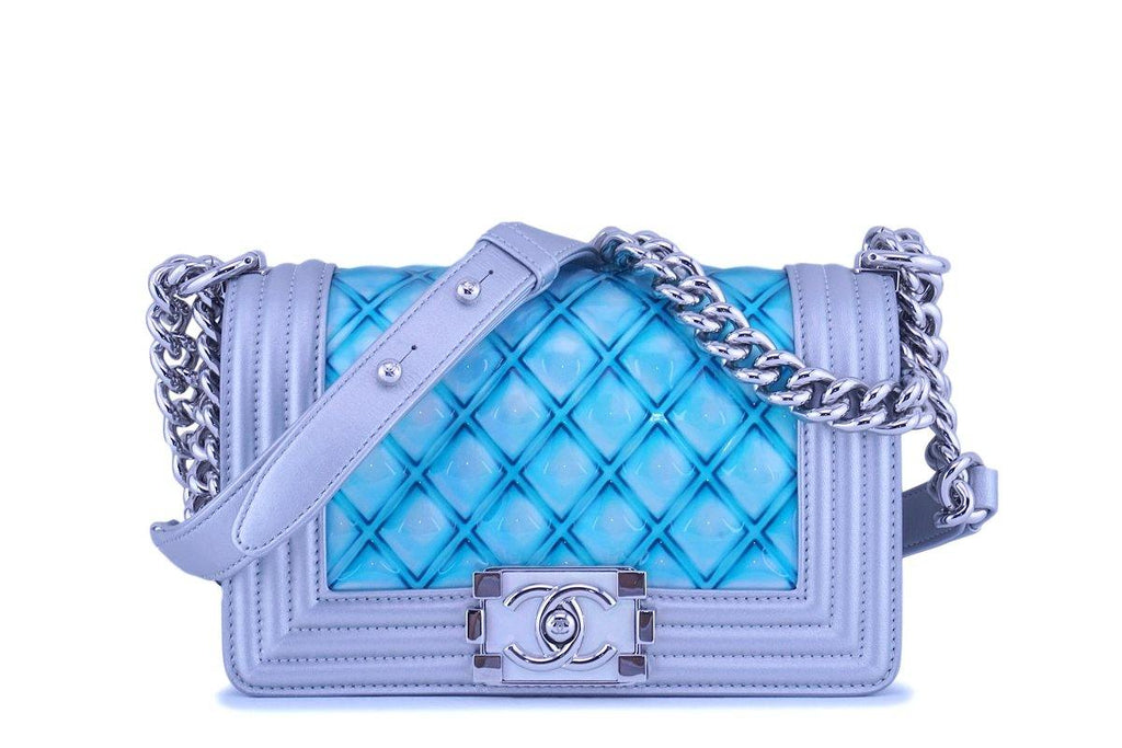 Chanel 18S Turquoise Mermaid Iridescent Water Boy Flap Bag Small