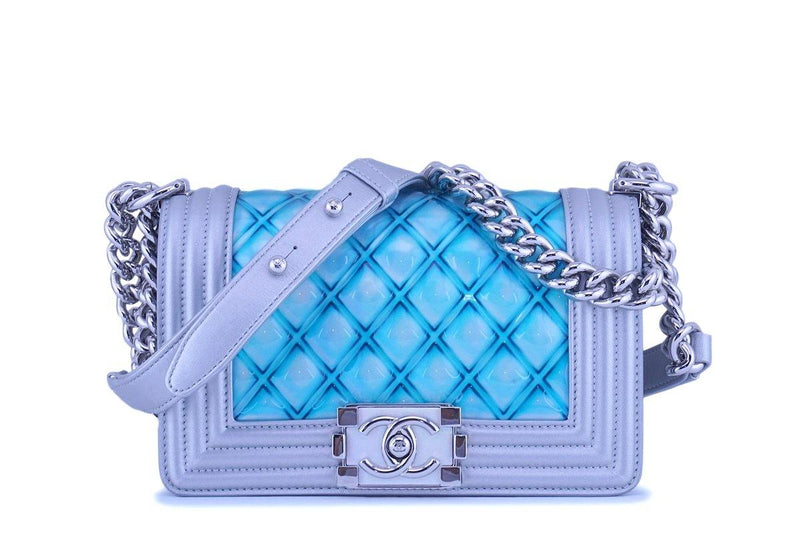 Chanel Turquoise Blue Silver Small Classic Mermaid Water Boy Bag