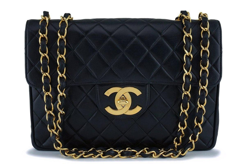 Chanel Vintage Black Jumbo Classic Flap Bag 24k GHW - Boutique Patina