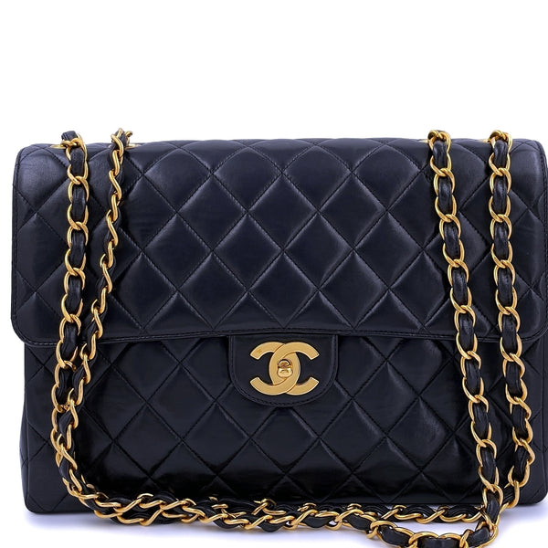 Chanel Vintage Black Jumbo Classic Flap Bag Lambskin 24k GHW – Boutique  Patina