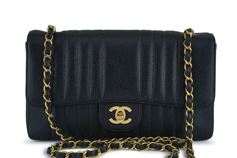 Mademoiselle Vintage Double Flap Medium in Black Lambskin with GHW with  Reissue Strap