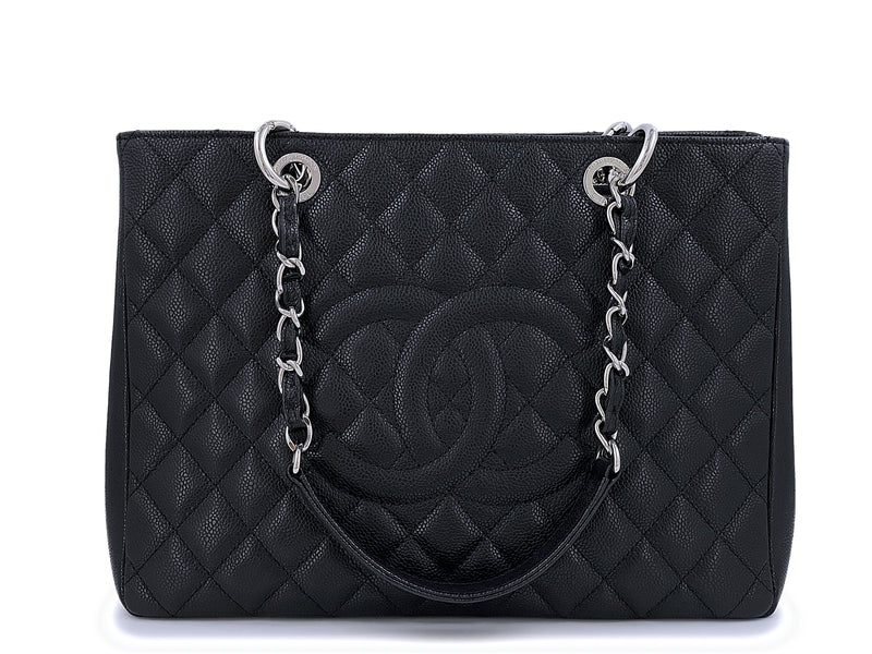 Chanel White Caviar Quilted Leather Grand Shopping Tote Bag