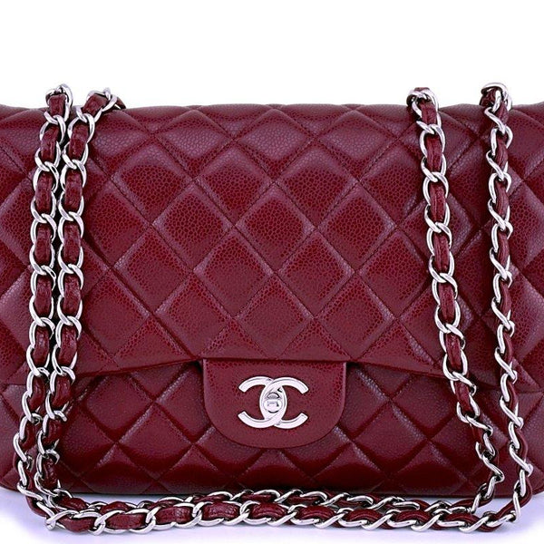 Chanel Wine Red Caviar Jumbo Classic Flap Bag SHW – Boutique