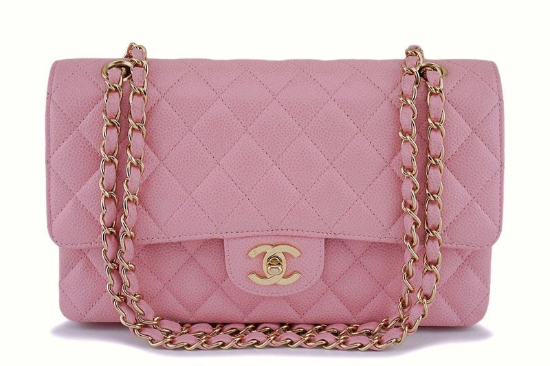 06 Chanel Pink Caviar Medium Classic Double Flap Bag 24k GHW