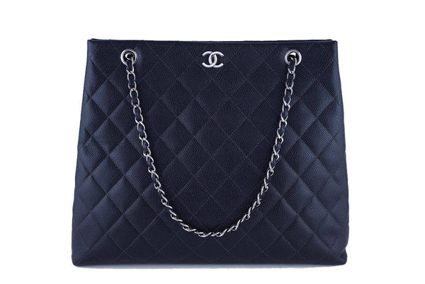 Chanel Black Caviar Classic Quilted Tall Shopper Tote Bag - Boutique Patina
