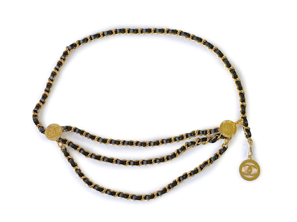 Chanel Vintage 1984 Rihanna Triple Woven Chain Belt Necklace - Boutique Patina