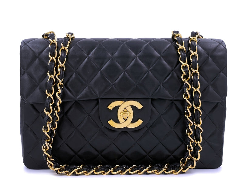 Chanel 1994 Vintage Maxi Jumbo XL Classic Flap Bag Black 24k GHW –  Boutique Patina