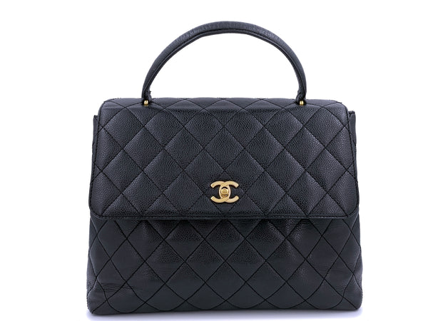 Chanel Vintage Black Caviar Kelly Top Handle Bag 24k GHW - Boutique Patina