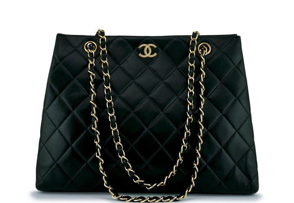Chanel Black Classic Quilted Shopper Tote Bag 24k GHW - Boutique Patina