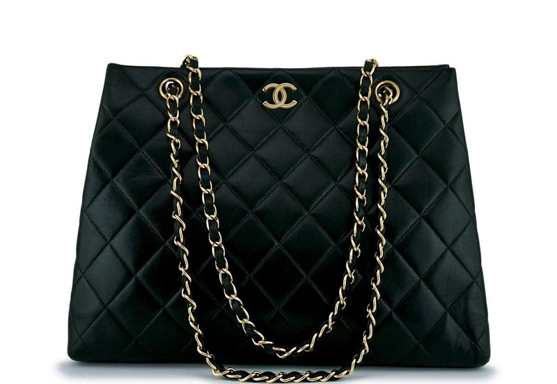 Chanel Black Classic Quilted Shopper Tote Bag 24k GHW - Boutique Patina