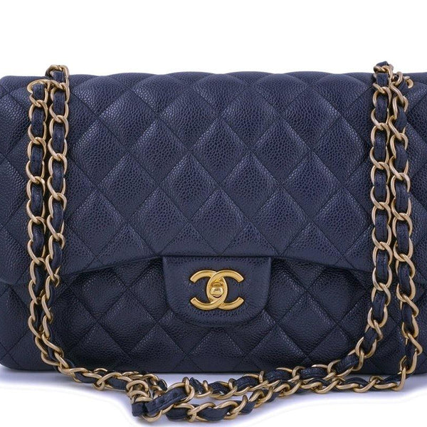 Chanel 16C Navy Blue Caviar Jumbo Classic Double Flap Bag GHW – Boutique  Patina