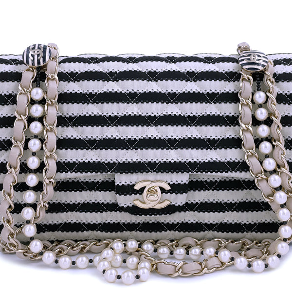 Chanel Beige-Black Coco Sailor Pearls Medium Classic Double Flap Bag G –  Boutique Patina