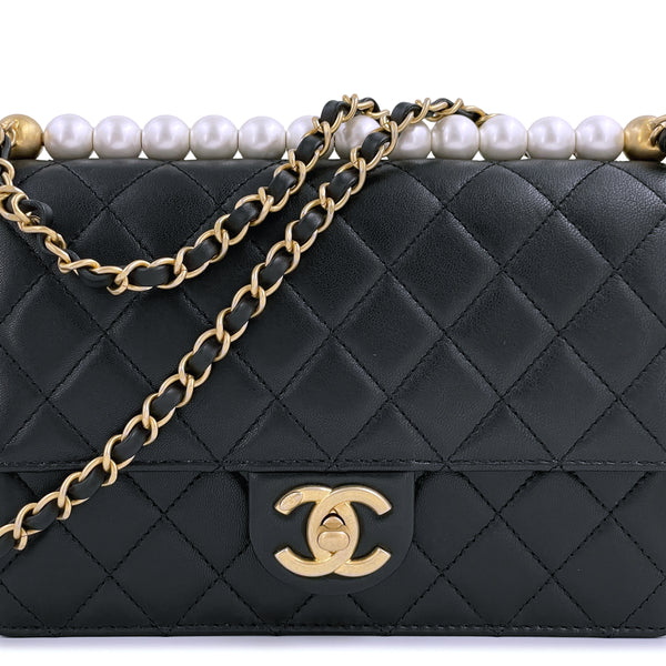 Chanel Black Quilted Grained Calfskin Extra Mini Flap Bag With Top
