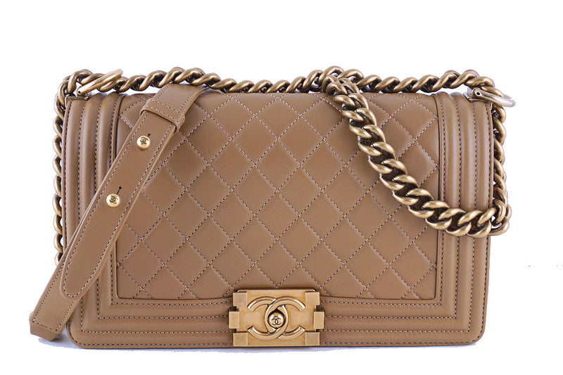 Chanel Caramel Beige Le Boy Classic Flap, Medium Lambskin Bag - Boutique Patina