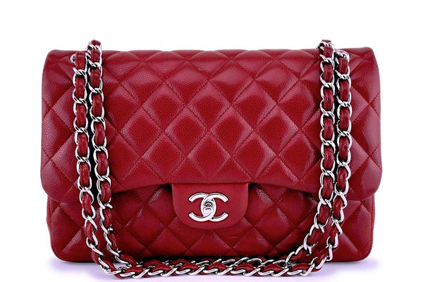 Chanel Red Caviar Jumbo 2.55 Classic Double Flap Bag SHW - Boutique Patina