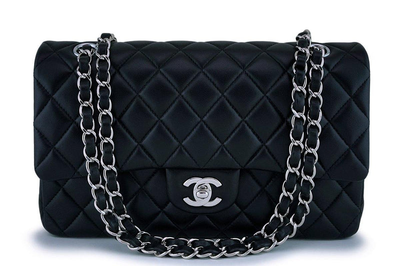 Chanel Black Lambskin Medium Classic Double Flap Bag SHW