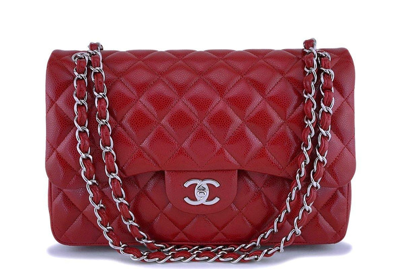 12A Chanel Red Caviar Jumbo Classic Double Flap Bag SHW – Boutique