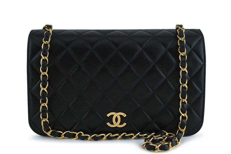 Chanel Vintage Black Timeless Classic Flap Bag 24k Gold Plated