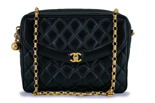 Chanel Vintage Black Caviar Classic "Flap" Camera Case Bag 24k GHW - Boutique Patina