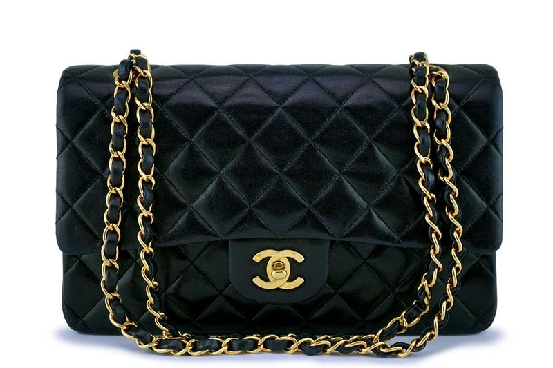 Chanel Black Lambskin Medium Classic Double Flap Bag 24k GHW - Boutique Patina