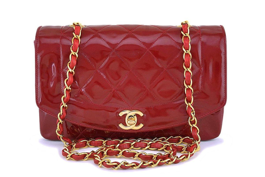 Chanel Vintage Cherry Red Patent Small Diana Classic Flap Bag