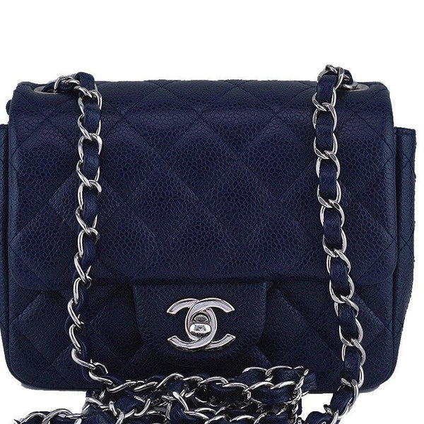 CHANEL Caviar Quilted Mini Square Flap Navy 135642