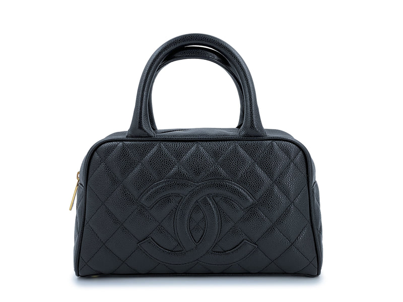 Chanel Black Caviar Quilted Mini Bowler Bag - Boutique Patina