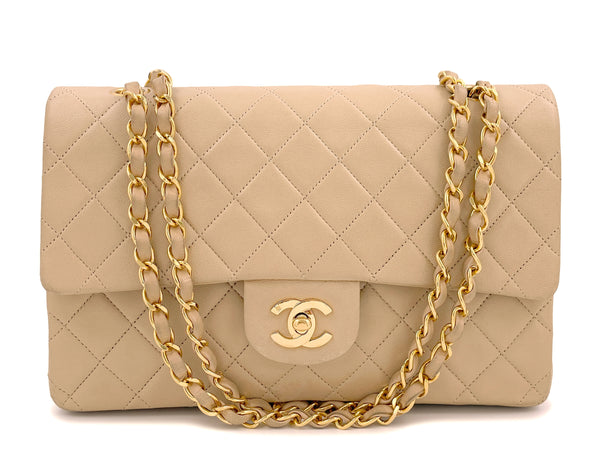Chanel 1996 Vintage Beige Medium Classic Double Flap Bag 24k GHW - Boutique Patina